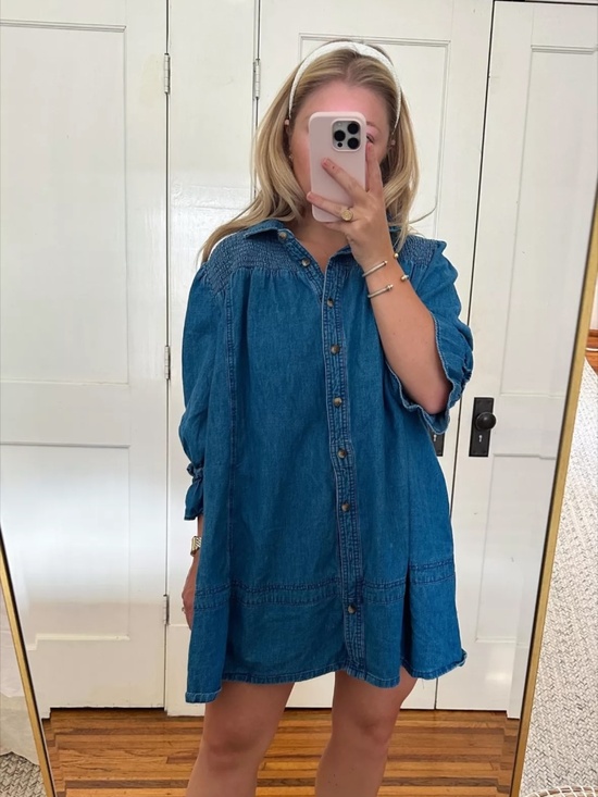 Free People Dresses & Skirts - Free People Vanessa Denim Tunic Dress in Indigo Blue Size Medium Boho Western